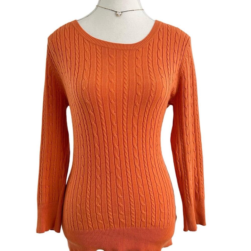 Merona Size Small Cotton Cable Knit Sweater Top Lightweight fitted Perfect Fall